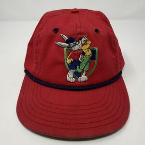 Vintage Looney Tunes Hat Cap Snapback Rope Golf Bugs Bunny Made USA 90s